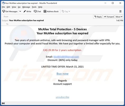 mcafee total protection email scam